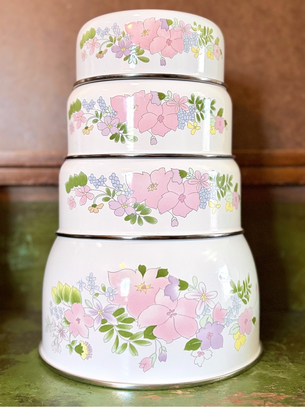 Vintage- Kobë Classic Floral Nesting Mixing Bowls Set